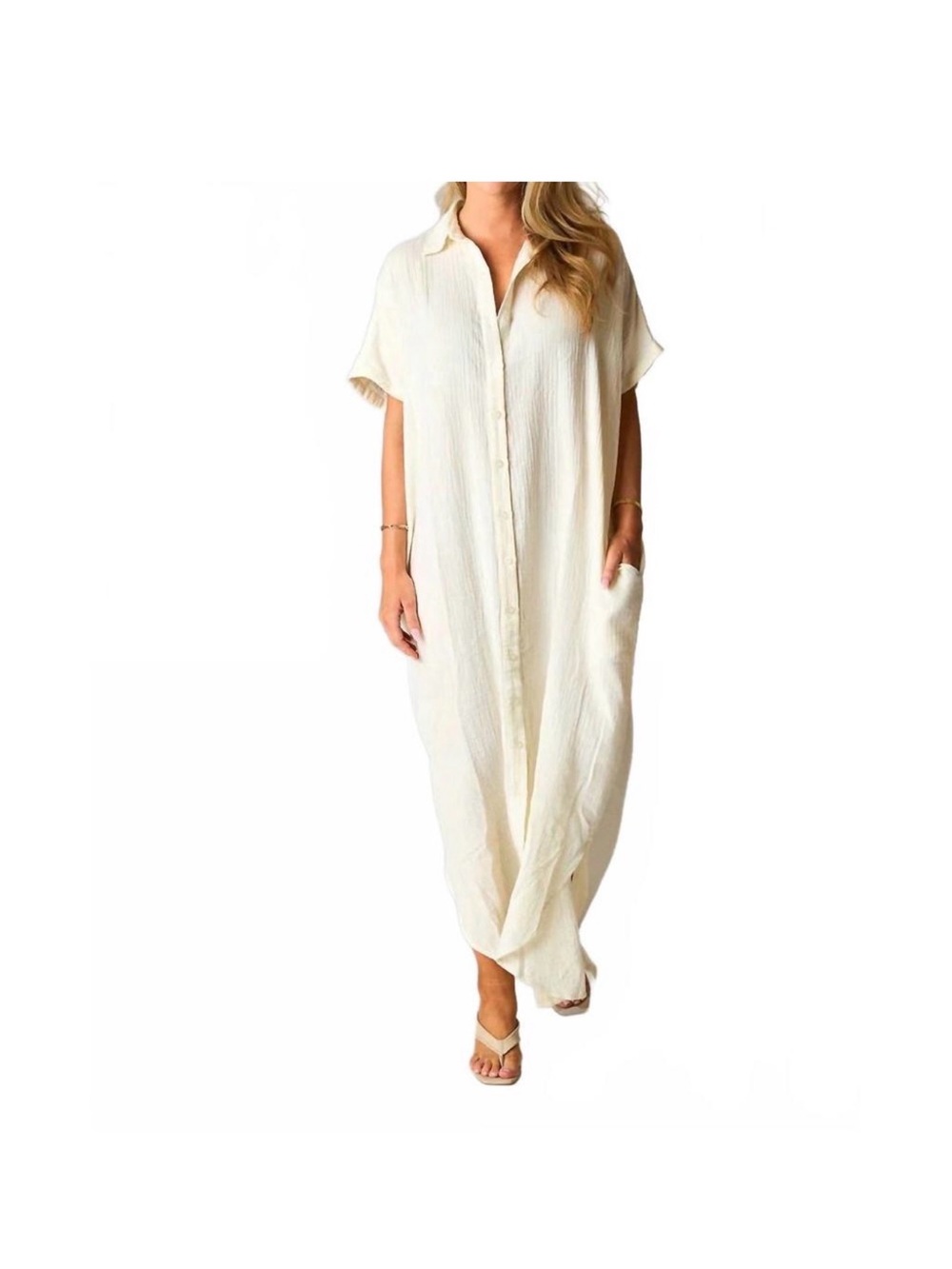 BUDDYLOVE carmen cover up maxi dress in vanilla small/medium